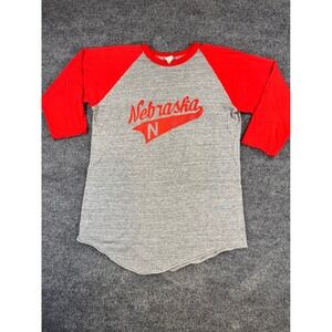 Vintage Nebraska Cornhuskers Raglan T Shirt XL 70s 80s USA Made Faded Distressed